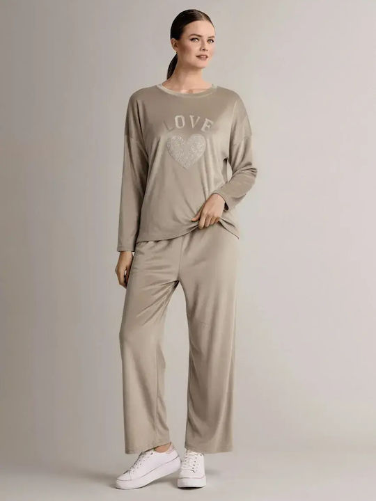 Infiore Winter Women's Beige Pyjama Set
