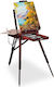 Relaxdays Șevalet de Pictură 10034497 Convertibil, din Lemn, Tip Masă, cu Trepied Reglabil 100–180 Cm, Include Pânză de 50 × 40 Cm, Paletă, 4 Pensule și Set de Vopsele Acrilice, în Ulei și Acuarelă, Maro