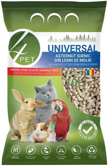 4pet Universal Așternut Igienic din Pelete de Lemn de Brad pentru Pisici, Rozătoare și Păsări 10 L