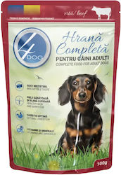 4dog Hrană Umedă Pentru Câini la Pliculeț cu Vițel, Carne de Vită, Carne și Pește 100 g
