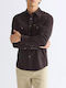 Long Sleeve Corduroy Shirt in Regular Fit Darkbrown