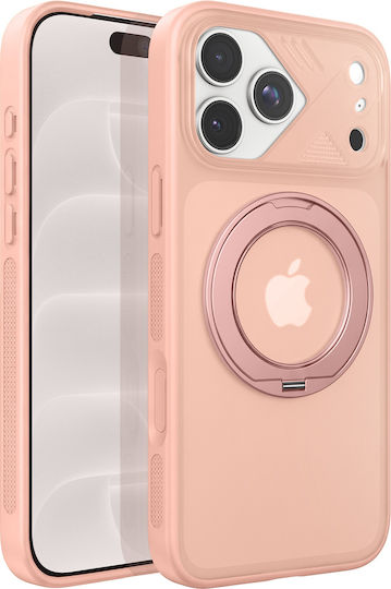Pango MagSafe Case für iPhone 18 Pro mit transluzenter Rückseite und drehbarem Ring in Hellrosa