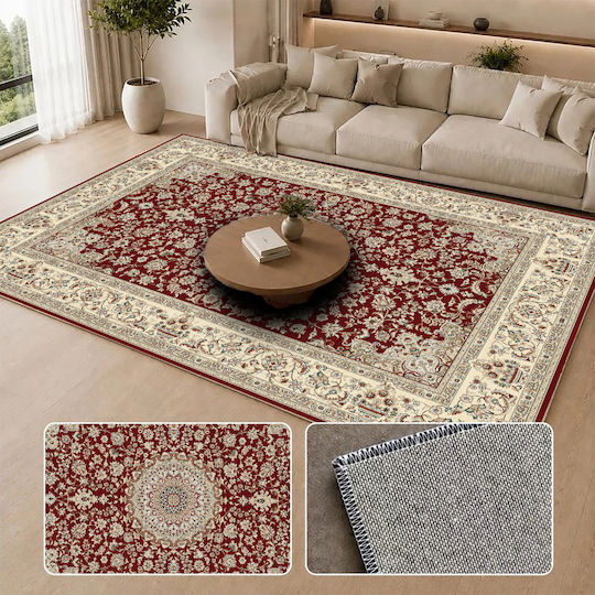Homeone Flat Velvet Rectangular Rug with Fringes Burgundy 50x80cm