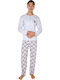 Comfort Winterpyjama für Herren, kariert, grau