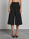 Women's Fabric Capri Trousers with a Slim Fit Black