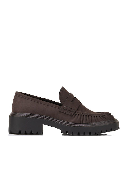 Damen-Loafer aus Wildleder in Braun
