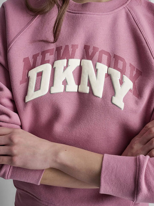 DKNY Μακρύ Γυναικείο Φούτερ Σομόν
