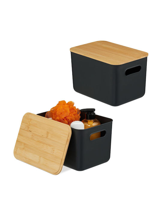 Relaxdays Aufbewahrungsbox aus Kunststoff mit D...