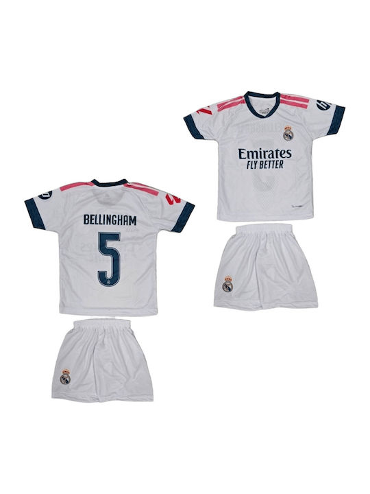 Set de Fotbal Pentru Copii Bellingham Real Madrid 2026-2027 Alb Balón De Oro Alb Unisex Copii Ab208