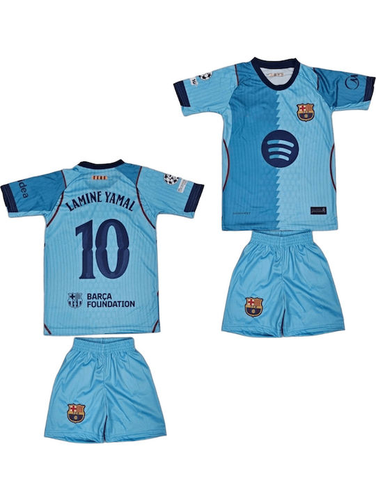 Set de Fotbal pentru Copii Yamal Barcelona 2026-2027 Al Treilea Echipament Turcoaz Balón De Oro Unisex pentru Copii Ab205