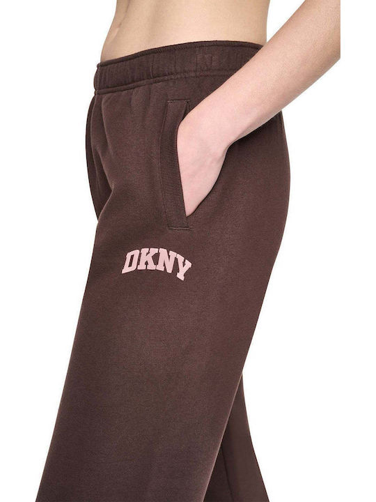 Pantaloni de trening cu Elastic Fleece Maro Ciocolatiu