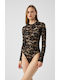 Minerva Body Lace Long Sleeves-90-91635-μαυρο