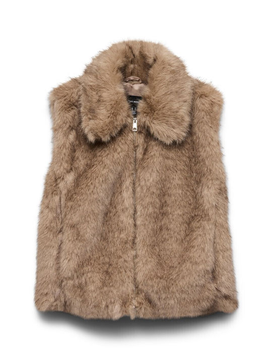 Vero Moda Αμάνικη Κοντή Γυναικεία Γούνα Silver ...