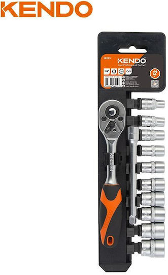 Kendo Ratsche mit Steckschlüsseln 1/4" 12-teilig