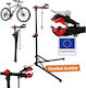 Relaxdays Bicycle Repair Stand 10054796_46 Adjustable Telescopic 115–160 Cm 30 Kg Capacity Frame Thickness Up To 75 Mm Magnetic Tray Steel Black Red