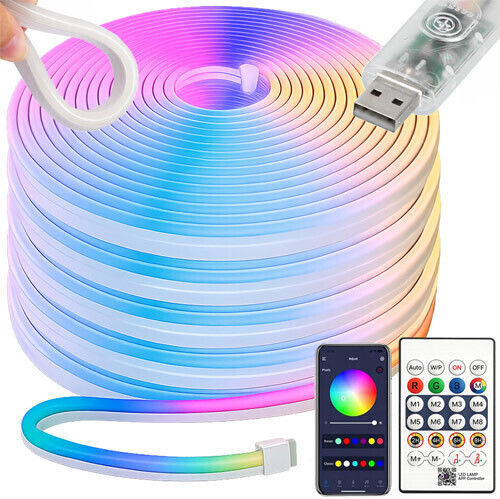 Smart TV LED Strip USB 5V RGB Light 10m Neon Flex with Power Supply & Remote Control
