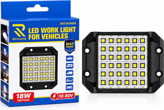Rchang Arbeitsscheinwerfer LED W19669 18 W 10–80 V Fahrzeuge W19669 18 W 10–80 V LED-Arbeitsleuchte Fahrzeuge 0111826