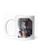 Portret Carnaval Queen, Fetiță Cu Mască În Stil Batman, Cu O Pisică În Brațe, Păr Blond, Ținută Din Perioada Interbelică Cană Ceramică Albă 330ml (Personalizată)