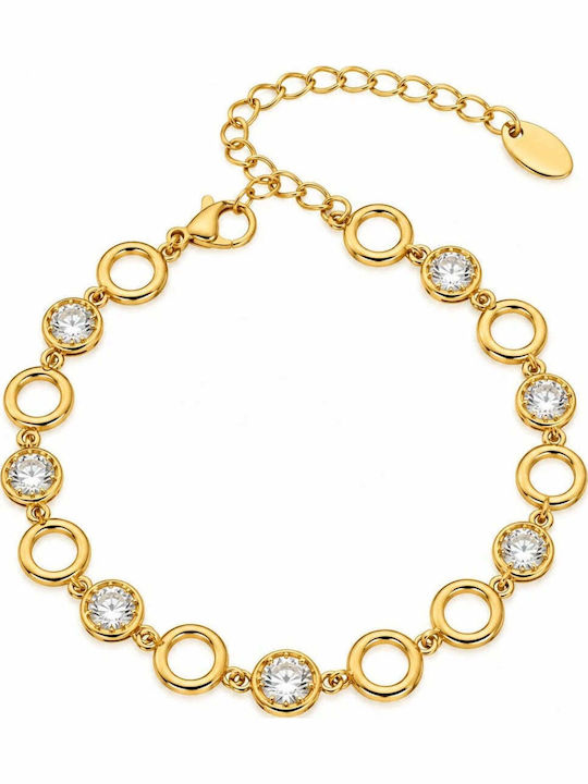 Charmy Women's Gold-Plated Steel Bracelet with Zircon 17.5cm