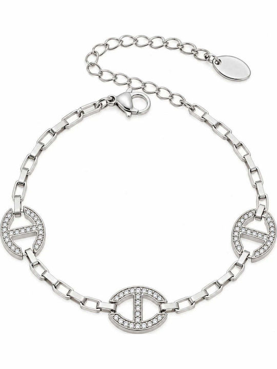 Charmy Women's Chain Bracelet in Stainless Steel with Zircon 17.5cm