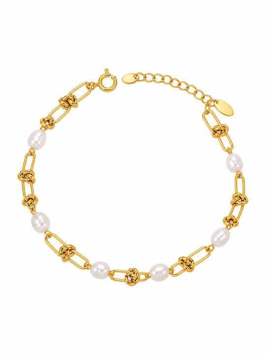 Charmy Damenarmband Kette aus Vergoldetem Stahl mit Perlen