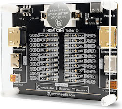 Tester de Cabluri HDMI Treedix, 20 de LED-uri, Alimentare USB Type-C, Negru-Roșu, Dimensiuni 10 × 10 × 1 cm