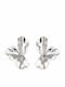 Silver Stainless Steel 316L Flower Pearl Earrings 4.3cm E5021