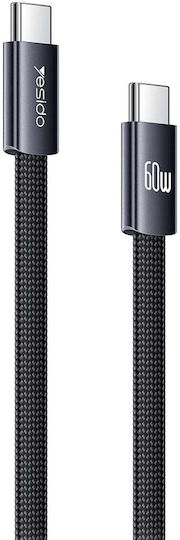 Yesido Flat / Braided USB-C Male to USB-C 60W Cable Black 1m