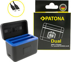 Patona Двоен калъф за зареждане Insta360 X4-air Cinsbafa Включва USB-C Кабел Patona Двоен калъф за зареждане Insta360 X4-air Cinsbafa Включва USB-C Кабел