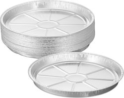 Set de 25 tăvi rotunde de servire din aluminiu argintiu Relaxdays