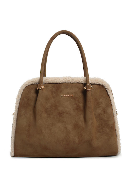 Bag to Bag Fabric Fur Women's Tote Bag Suede Camel