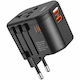 Hoco Wireless Charger Without Cable with 2 USB-A Ports 20W Power Delivery Black (DC44)