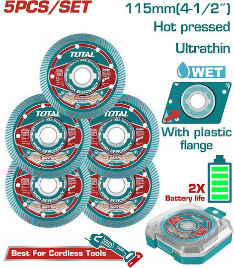 Total Disc de Tăiere pentru Materiale de Construcții 115 mm 5 bucăți