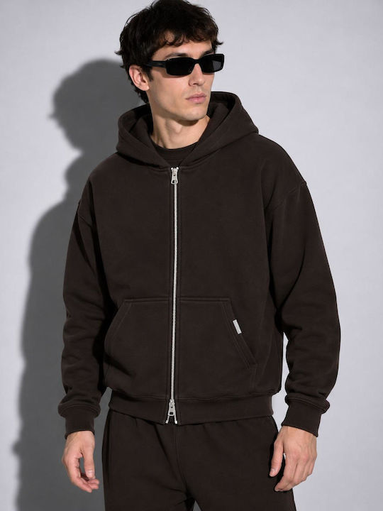 Vinyl Art Clothing Суитшърт с качулка Тъмнокафяв