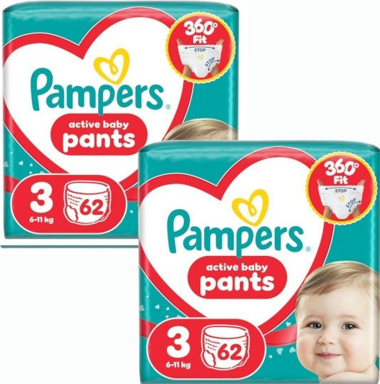Pampers Windelhosen Active Baby Pants Nr. 3 für 6–11 kg 124 Stück