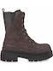 Braune Damen-Wildleder-Kampfstiefeletten mit mittelhohem Absatz