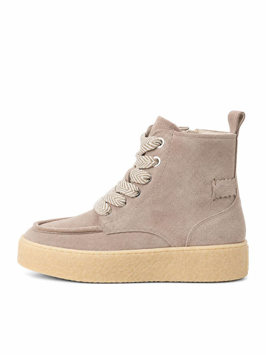 Tamaris Beige Leder Damen Stiefeletten