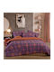 Nef-Nef Homeware Casual Set Bed Sheets Double With Rubber Hugger 160x200+35cm Mauve 4 Pieces