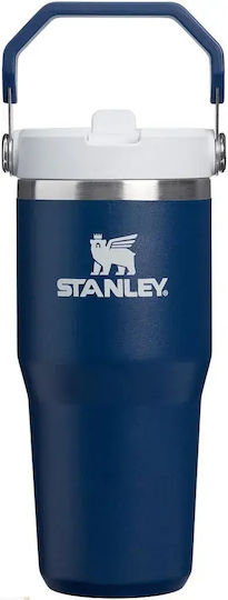 Stanley Iceflow Flip Handled Tumbler Θερμός BPA Free 410ml Dark Navy με Καλαμάκι και Λαβή