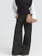 Women's High-Waisted Striped Trousers Black