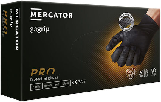 Mercator Medical Γάντια Εργασίας μιας Χρήσης Μαύρα Νιτριλίου 50τμχ