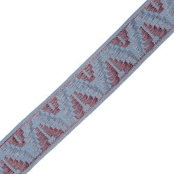 Bandă Indiană din Poliester Albastru Deschis Bleu Albastru Roz Culoarea Mărului Stricat cu Lurex 2,5 cm la Metru