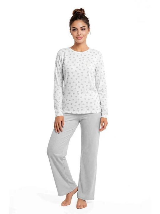 Donna Winterliches Damen-Pyjama-Set Grau