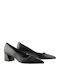Leather Pumps with Mid Heel Black