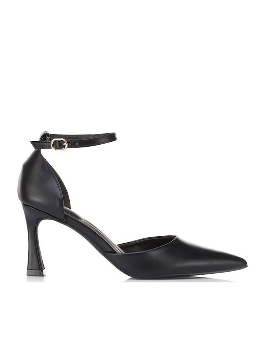 Diamantique Pointed Toe Heels with Strap Black
