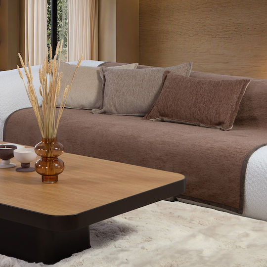 Nef-Nef Homeware Tanger Four-Seater Sofa Throw Chenille 180x350cm Brown/Ecru Nef-Nef Homeware Tanger Four-Seater Sofa Throw Chenille 180x350cm Brown/Ecru