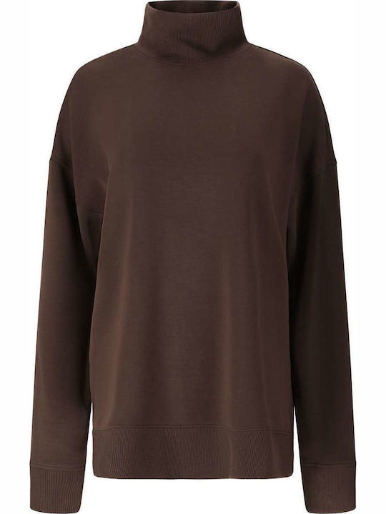 Women's Brown Long-Sleeve Turtleneck Sweater