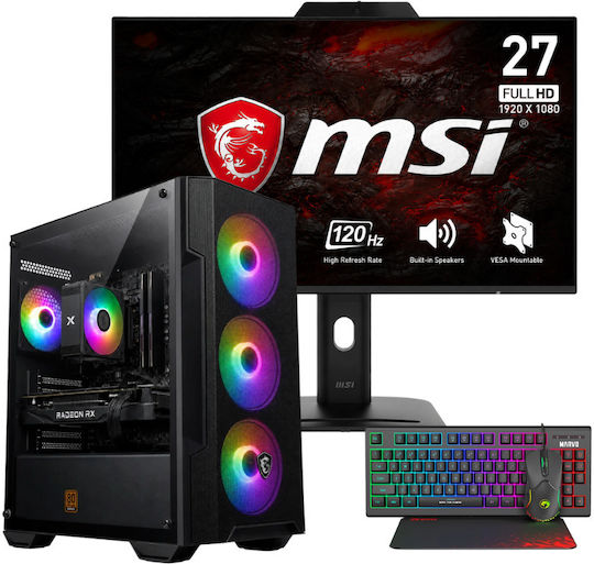 Vengeance Legionnaire-V76 MSI Edition Desktop PC (Ryzen 7-5700X/8GB DDR5/512GB SSD/No OS) with Keyboard (UK) and MSI PRO MP272PMG Monitor