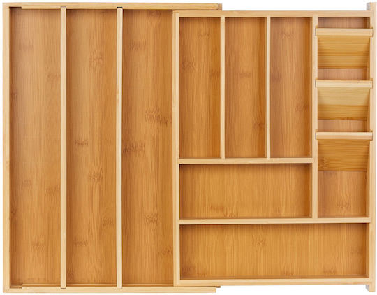 Relaxdays Organizator Extensibil pentru Tacâmuri din Lemn 32x42x5.5 cm Bej