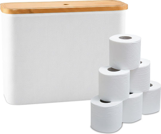 Relaxdays Floor-Standing Bamboo Toilet Paper Holder White 4052025854287